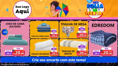 Modelo de TV para TV Horizontal com o tema Folia de Ofertas para Cama, Mesa e Banho