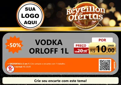 Modelo de Cartaz para Cartaz A4 Horizontal com o tema Réveillon de Ofertas para Distribuidora de bebidas