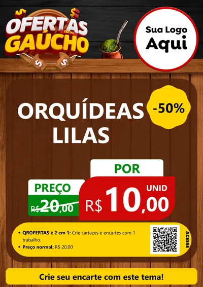 Modelo de Cartaz para Cartaz A4 Vertical com o tema Ofertas Dia do Gaúcho para Floricultura e jardim