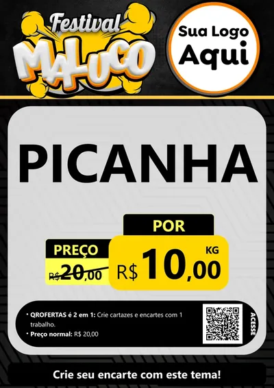 Modelo de Cartaz para Cartaz A4 Vertical com o tema Festival Maluco para Açougue