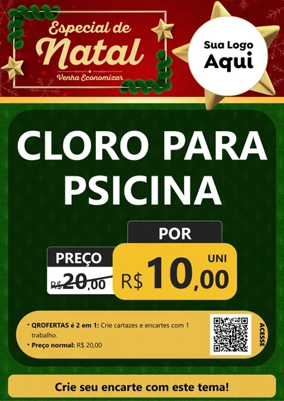 Modelo de Cartaz para Cartaz A4 Vertical com o tema Especial de Natal para Produtos para Piscina