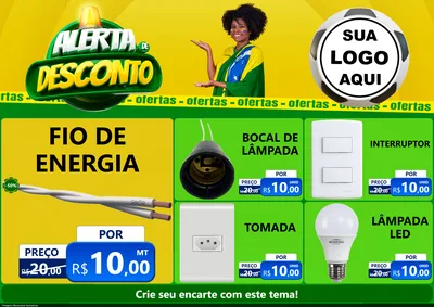 Modelo de Encarte para Encarte A4 Horizontal com o tema Alerta de Desconto para Materiais Elétricos