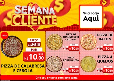 Modelo de Encarte para Encarte A4 Horizontal com o tema Semana do Cliente para Pizzaria