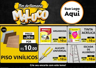 Modelo de Encarte para Encarte A4 Horizontal com o tema Fim de Semana Maluco para Material para Construção