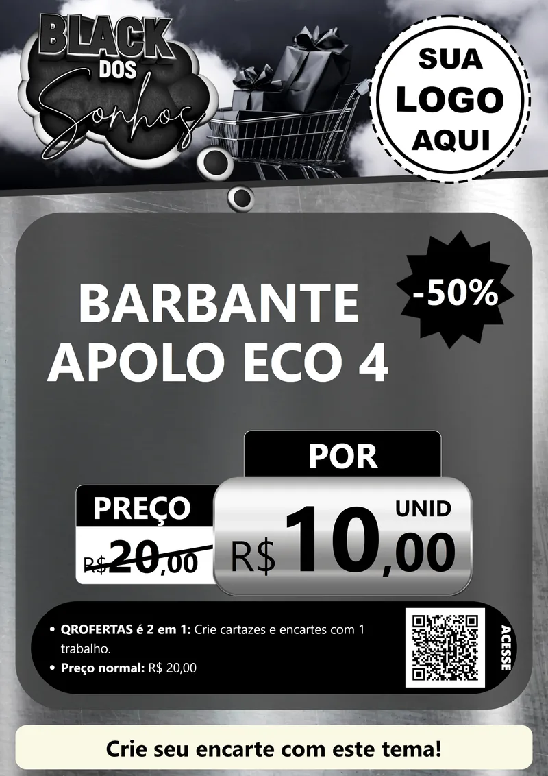 Modelo de Cartaz para Cartaz A4 Vertical com o tema Black dos Sonhos para Armarinho e Aviamentos