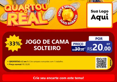 Modelo de Cartaz para Cartaz A4 Horizontal com o tema Quartou do Real para Cama, Mesa e Banho