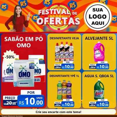 Modelo de Rede Social para Feed Facebook com o tema Festival de Ofertas para Produtos de Limpeza