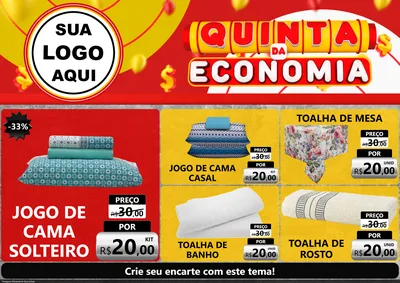Modelo de Encarte para Encarte A4 Horizontal com o tema Quinta da Economia para Cama, Mesa e Banho
