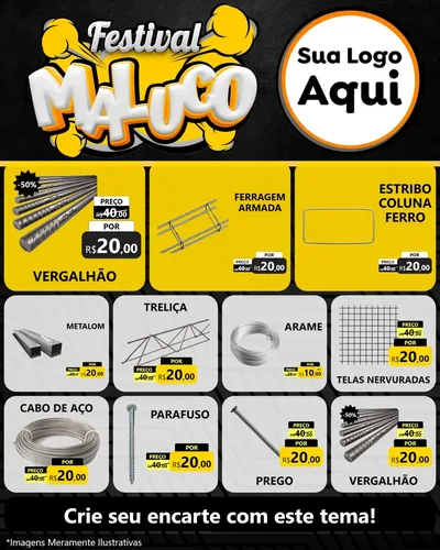 Modelo de Rede Social para Feed Instagram com o tema Festival Maluco para Ferragens