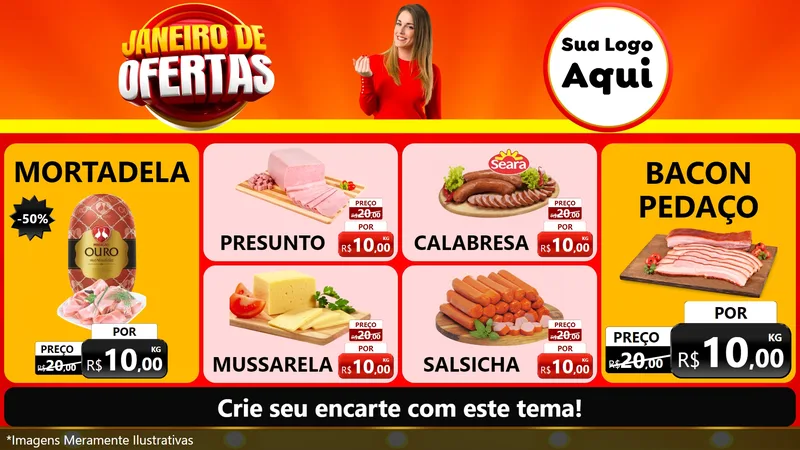 Modelo de TV para TV Horizontal com o tema Janeiro de Ofertas para Frios e Laticínios