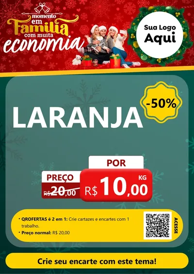 Modelo de Cartaz para Cartaz A4 Vertical com o tema Momento em Família (Natal) para Hortifrúti