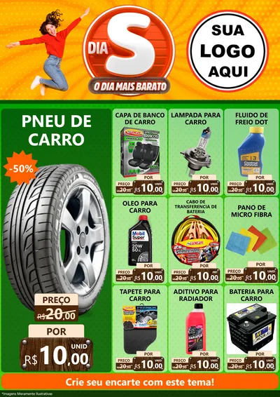 Modelo de Encarte para Encarte A4 Vertical com o tema Dia S - O Dia Mais Barato para Auto peças
