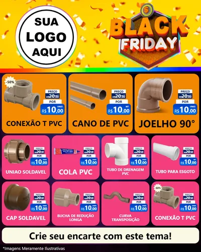 Modelo de Rede Social para Feed Instagram com o tema Black Friday para Tubos e conexões