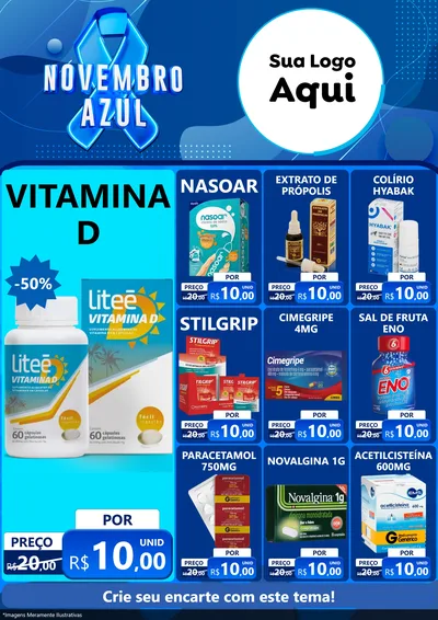 Modelo de Encarte para Encarte A4 Vertical com o tema Novembro Azul para Farmácia