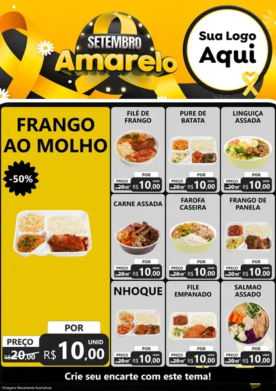 Modelo de Encarte para Encarte A4 Vertical com o tema Setembro Amarelo para Restaurante