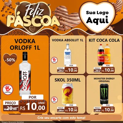 Modelo de Rede Social para Feed Facebook com o tema Feliz Páscoa para Distribuidora de bebidas