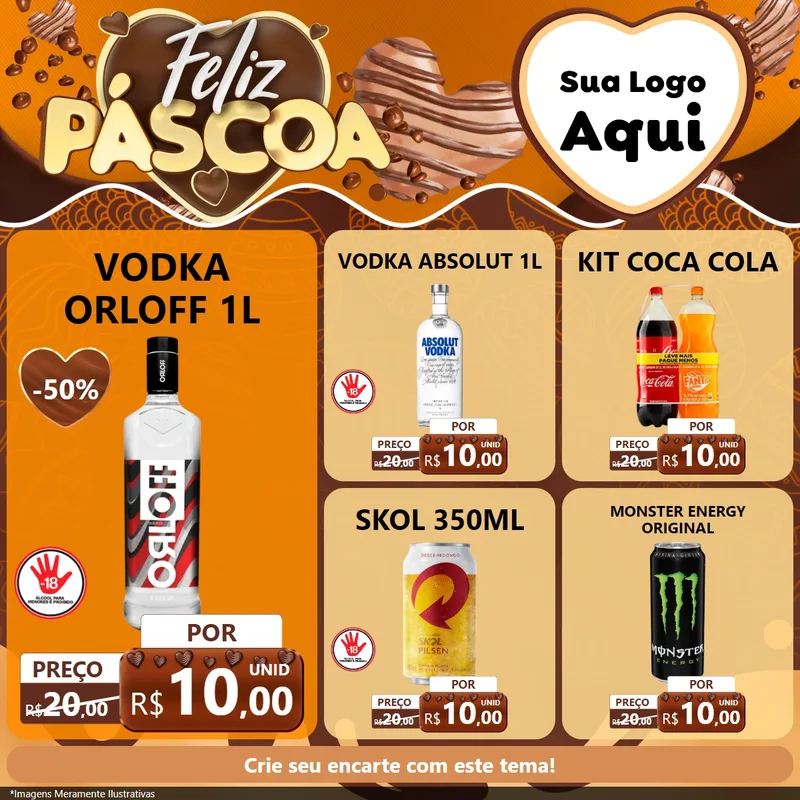 Modelo de Rede Social para Feed Facebook com o tema Feliz Páscoa para Distribuidora de bebidas