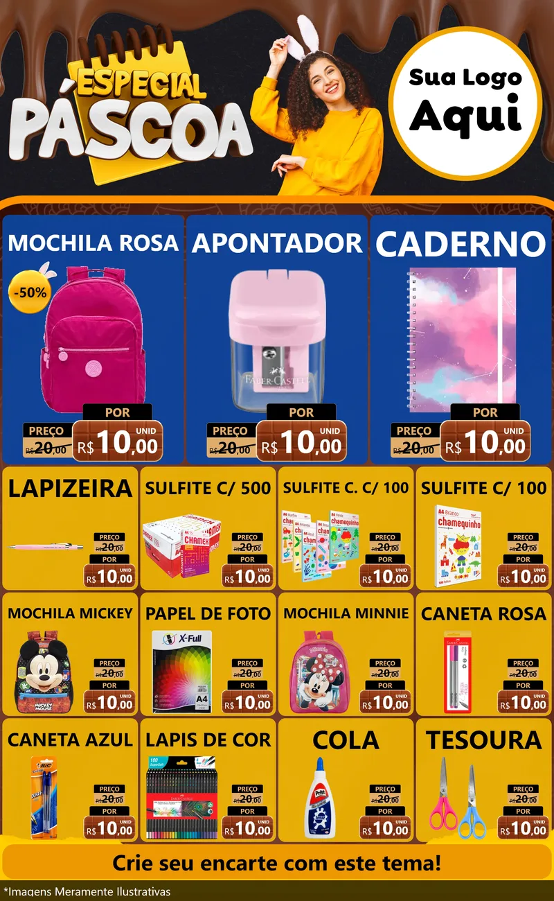 Modelo de Encarte para Encarte Grande com o tema Especial Páscoa para Papelaria
