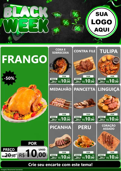 Modelo de Encarte para Encarte A4 Vertical com o tema Black Week para Assados