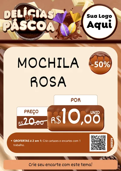 Modelo de Cartaz para Cartaz A4 Vertical com o tema Delícias de Páscoa para Papelaria