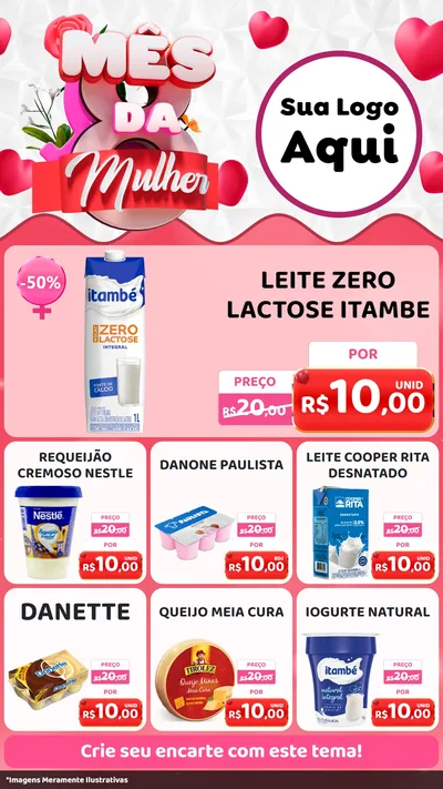 Modelo de Rede Social para Stories com o tema Mês da Mulher para Frios e Laticínios