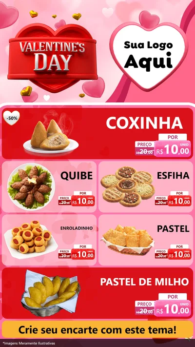 Modelo de TV para TV Vertical com o tema Valentine's Day para Salgadaria