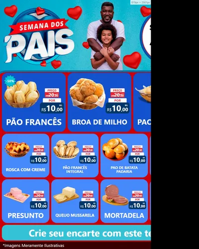 Modelo de Rede Social para Feed Instagram com o tema Semana Dos Pais para Padaria