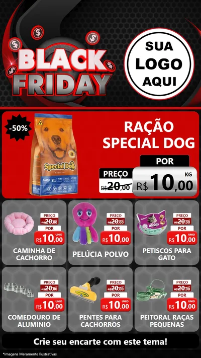 Modelo de Rede Social para Stories com o tema Black Friday para Pet Shop