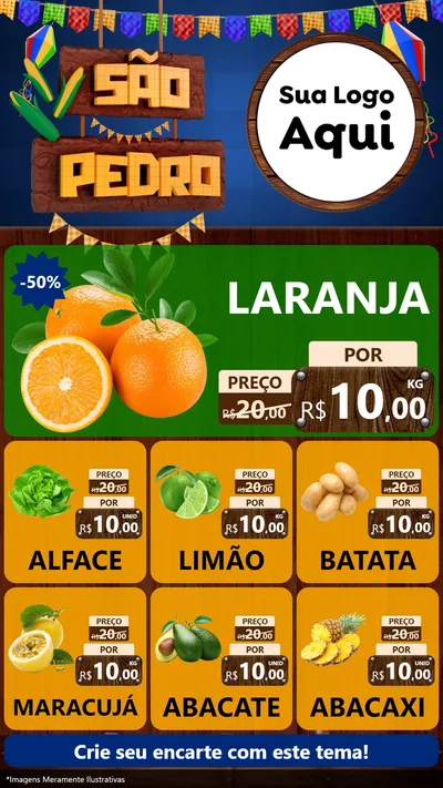 Modelo de Rede Social para Stories com o tema São Pedro para Hortifrúti