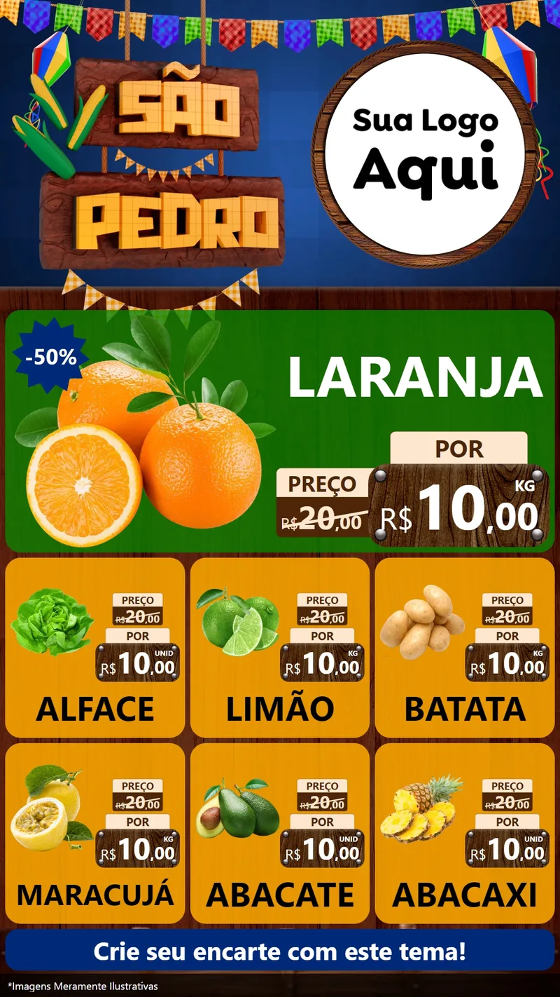 Modelo de Rede Social para Stories com o tema São Pedro para Hortifrúti