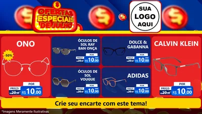 Modelo de TV para TV Horizontal com o tema Ofertas Especiais de Julho para Óticas