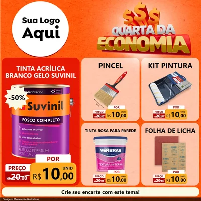 Modelo de Rede Social para Feed Facebook com o tema Quarta da Economia para Tintas e Ferramentas