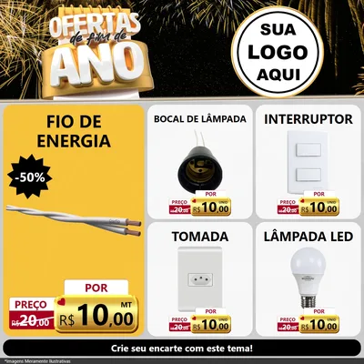 Modelo de Rede Social para Feed Facebook com o tema Ofertas de Fim de Ano para Materiais Elétricos