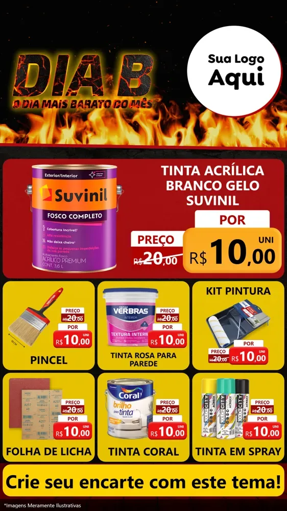 Modelo de Rede Social para Stories com o tema Dia B para Tintas e Ferramentas