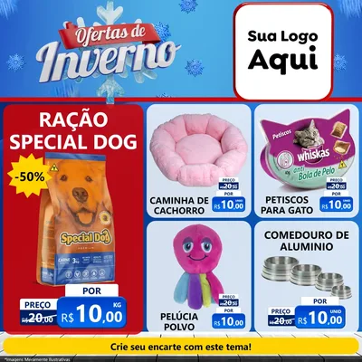 Modelo de Rede Social para Feed Facebook com o tema Ofertas de Inverno para Pet Shop
