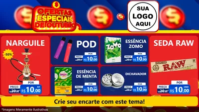 Modelo de TV para TV Horizontal com o tema Ofertas Especiais de Outubro para Tabacaria