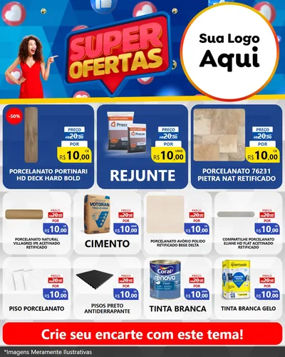 Modelo de Rede Social para Feed Instagram com o tema Super Ofertas para Pisos e revestimentos