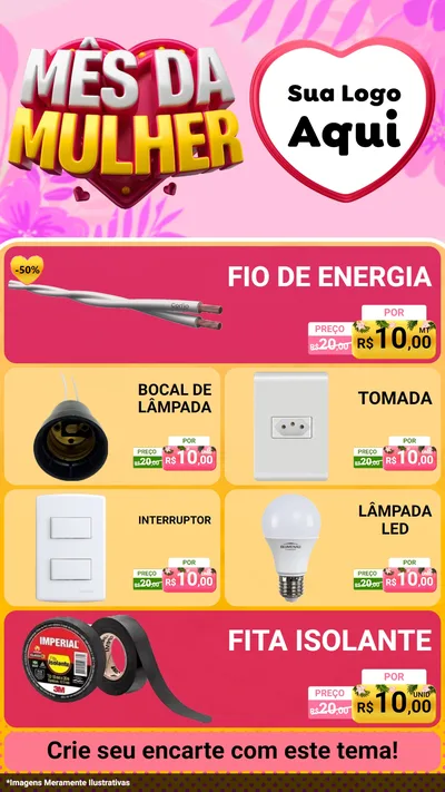 Modelo de TV para TV Vertical com o tema Mês da Mulher para Materiais Elétricos