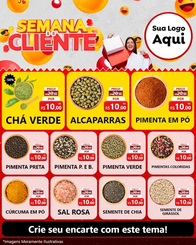 Modelo de Rede Social para Feed Instagram com o tema Semana do Cliente para Produtos Naturais