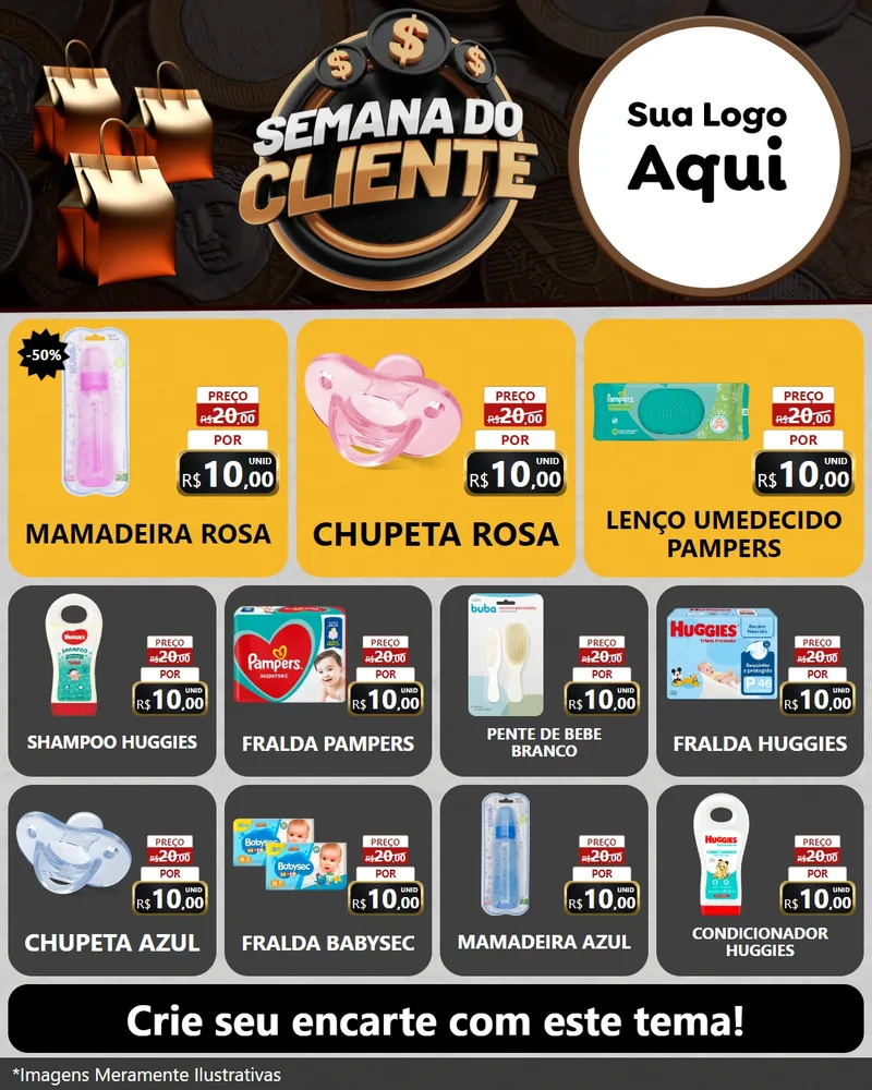 Modelo de Rede Social para Feed Instagram com o tema Semana do Cliente para Bebês