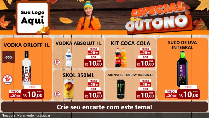 Modelo de TV para TV Horizontal com o tema Especial Outono para Distribuidora de bebidas