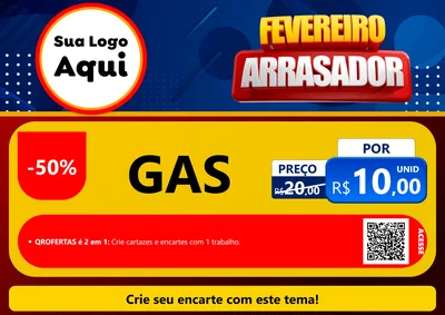 Modelo de Cartaz para Cartaz A4 Horizontal com o tema Fevereiro Arrasador para Água e gás