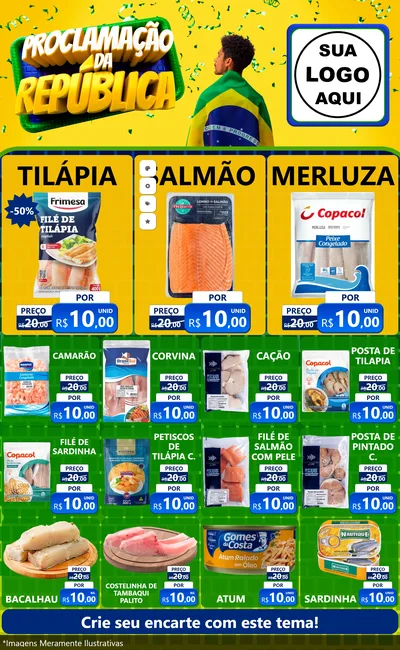 Modelo de Encarte para Encarte Grande com o tema Proclamação da República para Peixaria