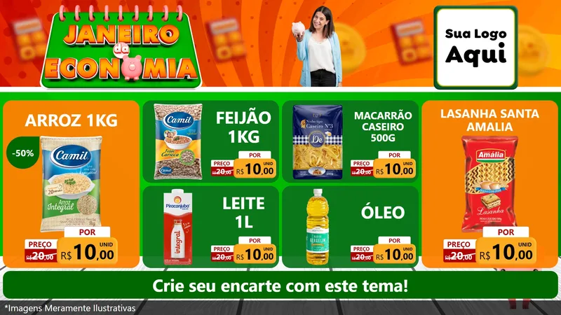 Modelo de TV para TV Horizontal com o tema Janeiro da Economia para Supermercado