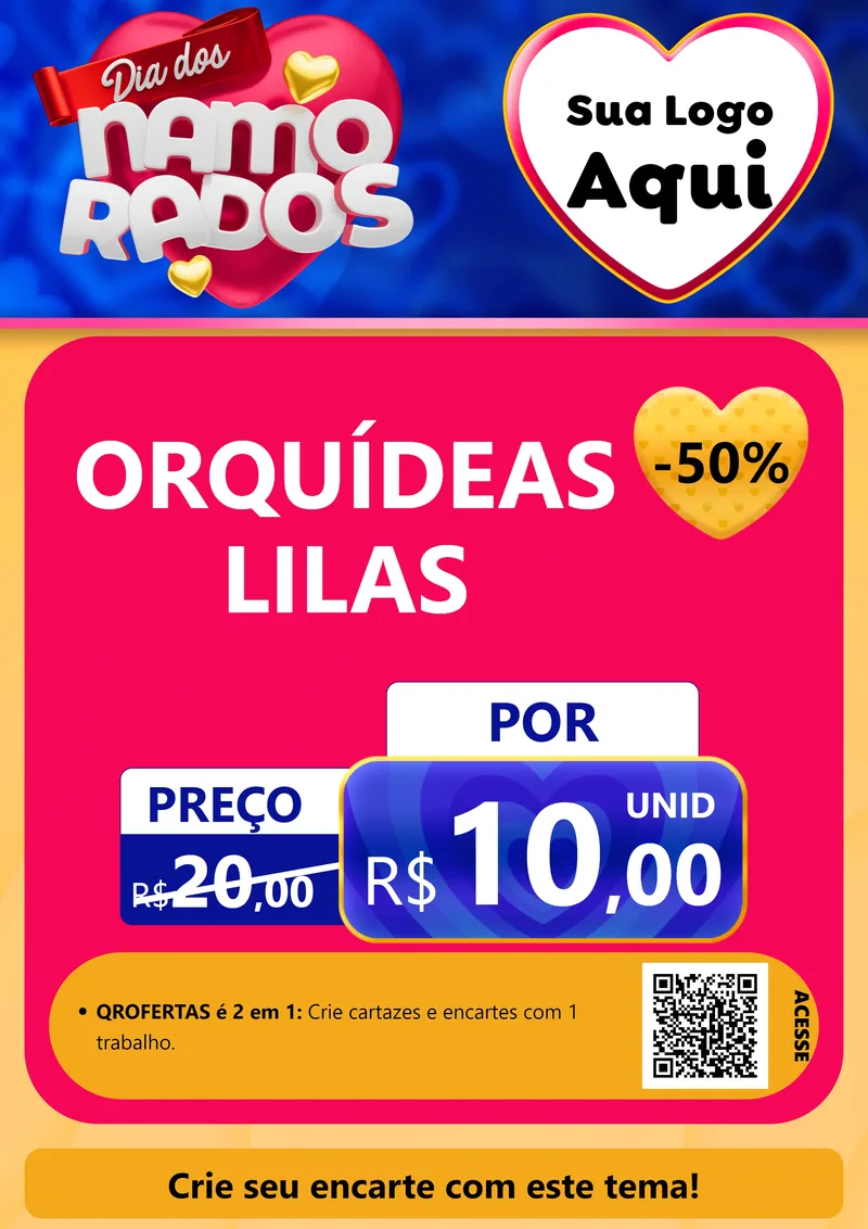 Modelo de Cartaz para Cartaz A4 Vertical com o tema Dia dos namorados para Floricultura e jardim