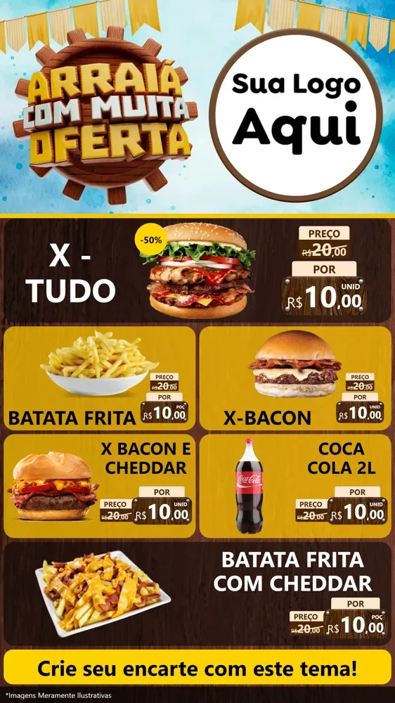 Modelo de TV para TV Vertical com o tema Ofertas de São João - Junina para Hamburgueria