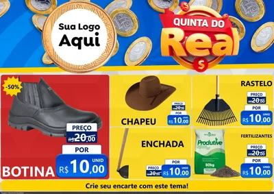 Modelo de Encarte para Encarte A4 Horizontal com o tema Quinta do Real para Agropecuária