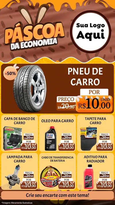 Modelo de Rede Social para Stories com o tema Páscoa da Economia para Auto peças