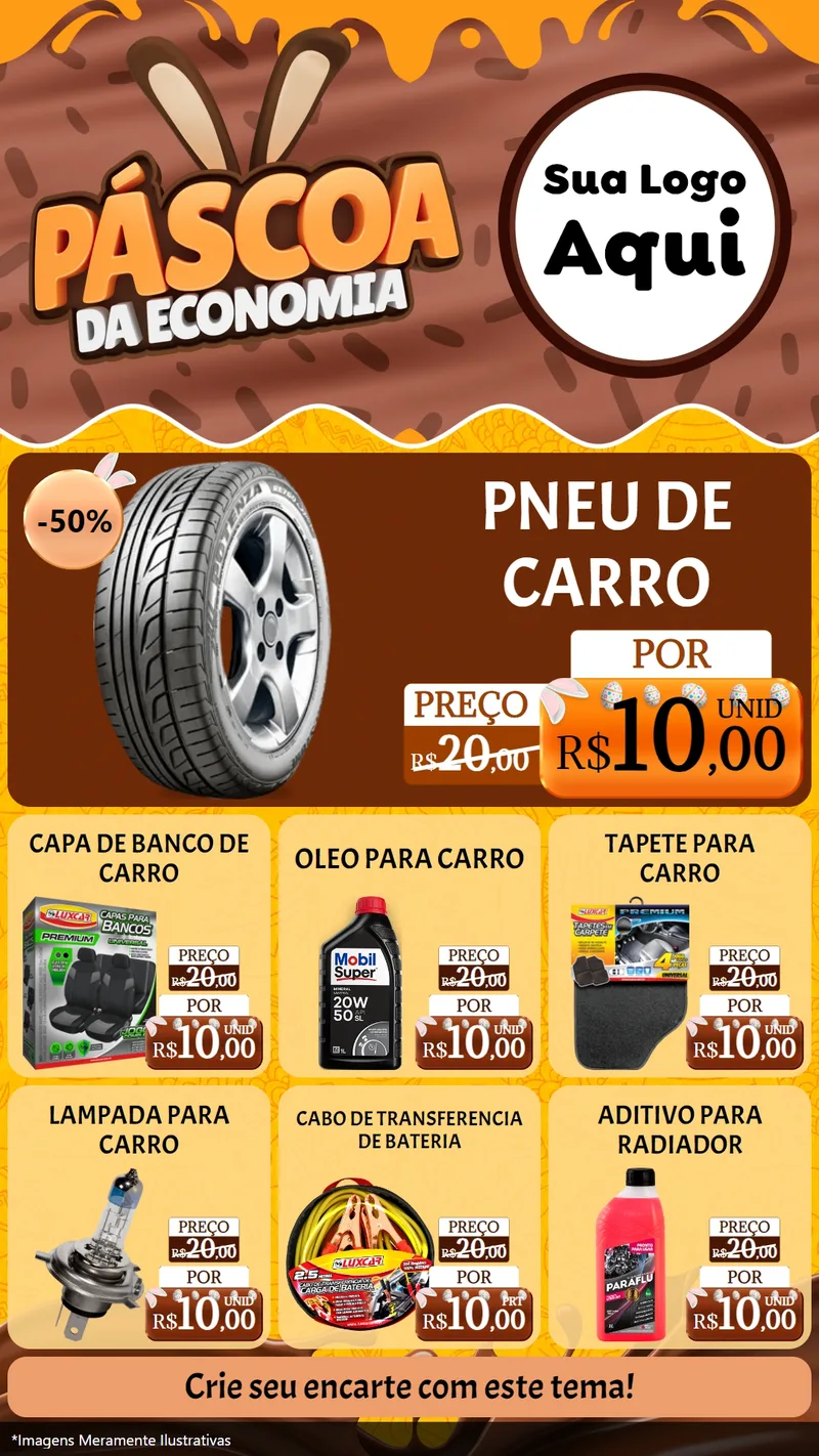 Modelo de Rede Social para Stories com o tema Páscoa da Economia para Auto peças