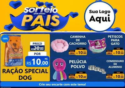 Modelo de Encarte para Encarte A4 Horizontal com o tema Sorteio Dia dos Pais para Pet Shop